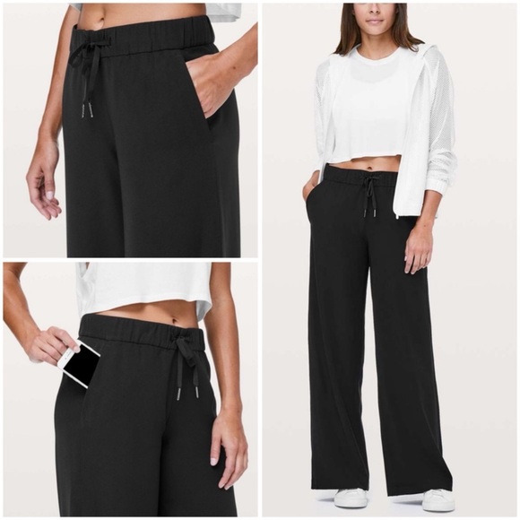 Lululemon On The Fly Pant Sz 10 *Wide Leg 31" In Black - Picture 2 of 6